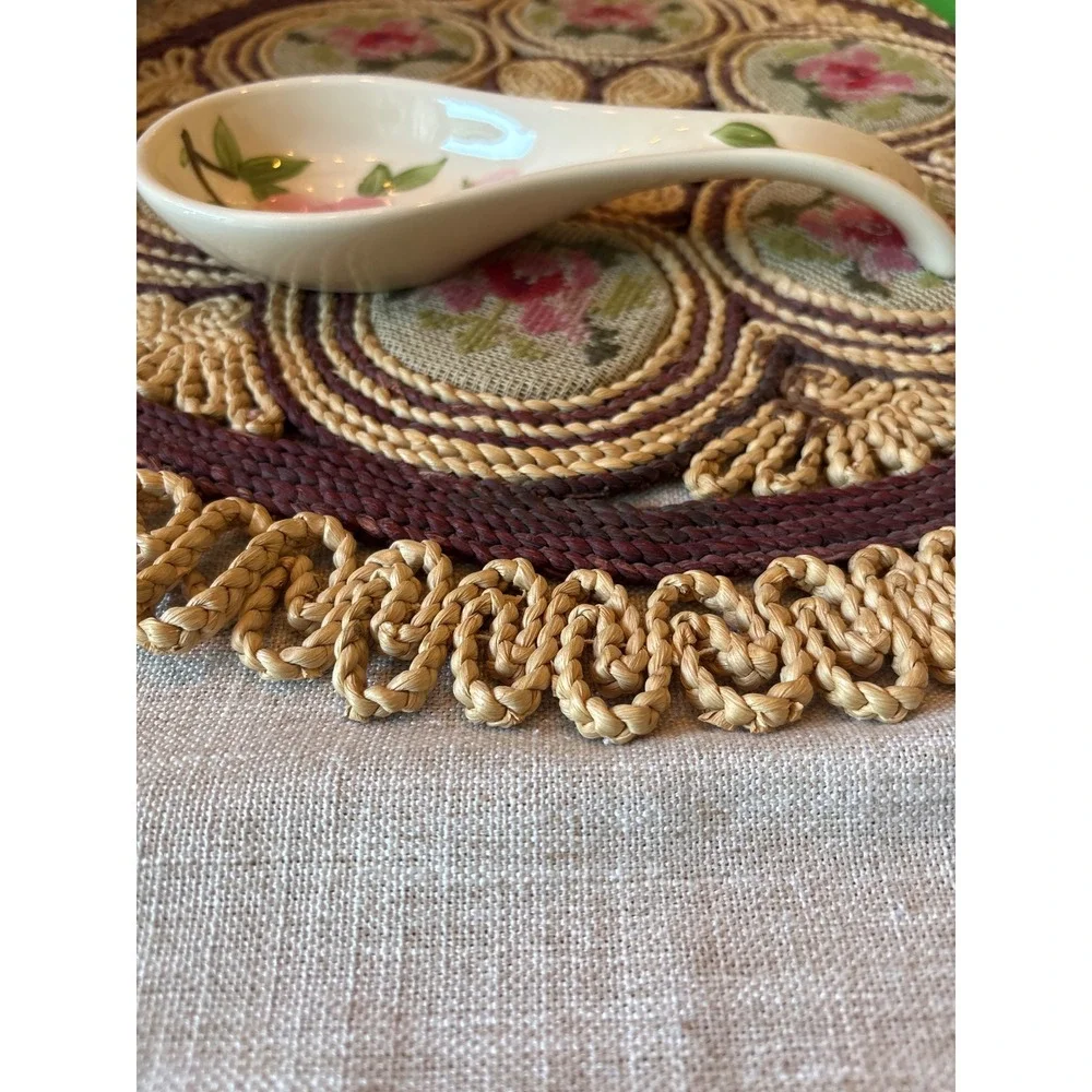 Franciscan Desert Rose Spoon Rest Handpainted Earthenware Pink Floral Cream